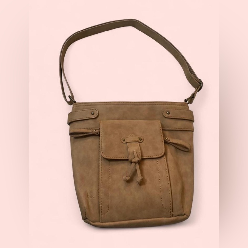 B.O.C. Tan Faux Leather Multi-Pocket Crossbody